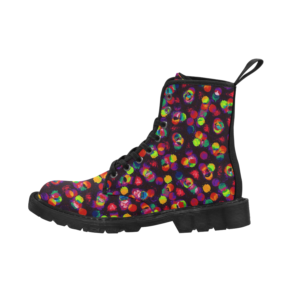 Rainbow Paint Splats Martin Boots for Women (Black) (Model 1203H)