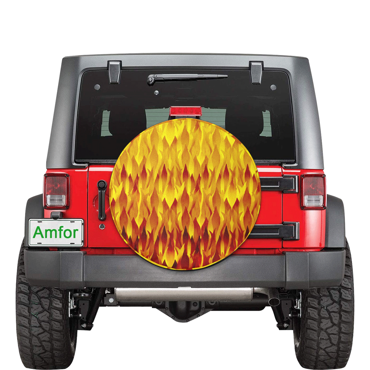 Hot Fire and Flames Illustration 30 Inch Spare Tire Cover