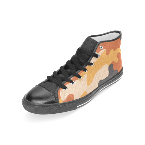 Camouflage ORANGE Women's Classic High Top Canvas Shoes (Model 017)