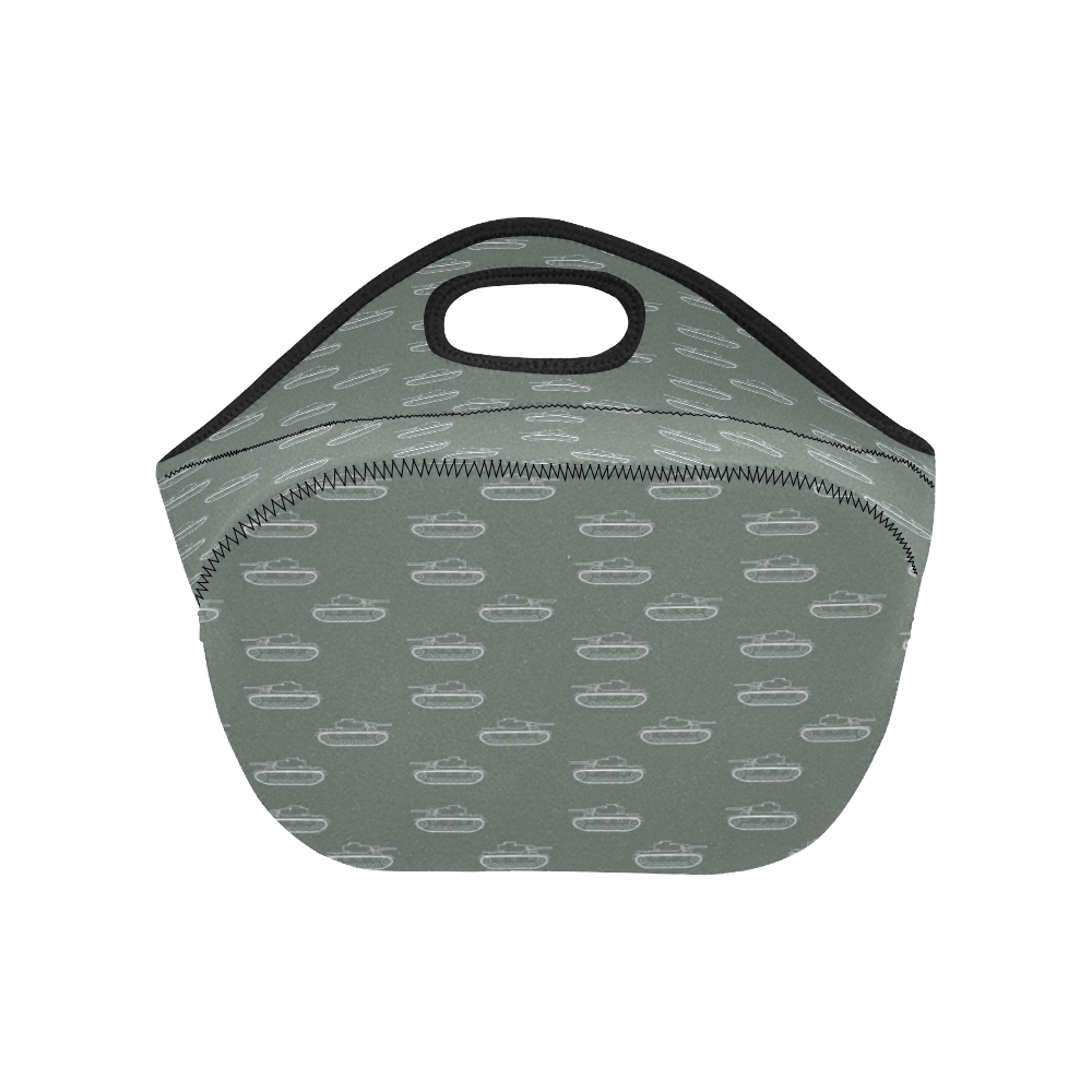 white military tank silhouette pattern on grey background Neoprene Lunch Bag/Small (Model 1669)