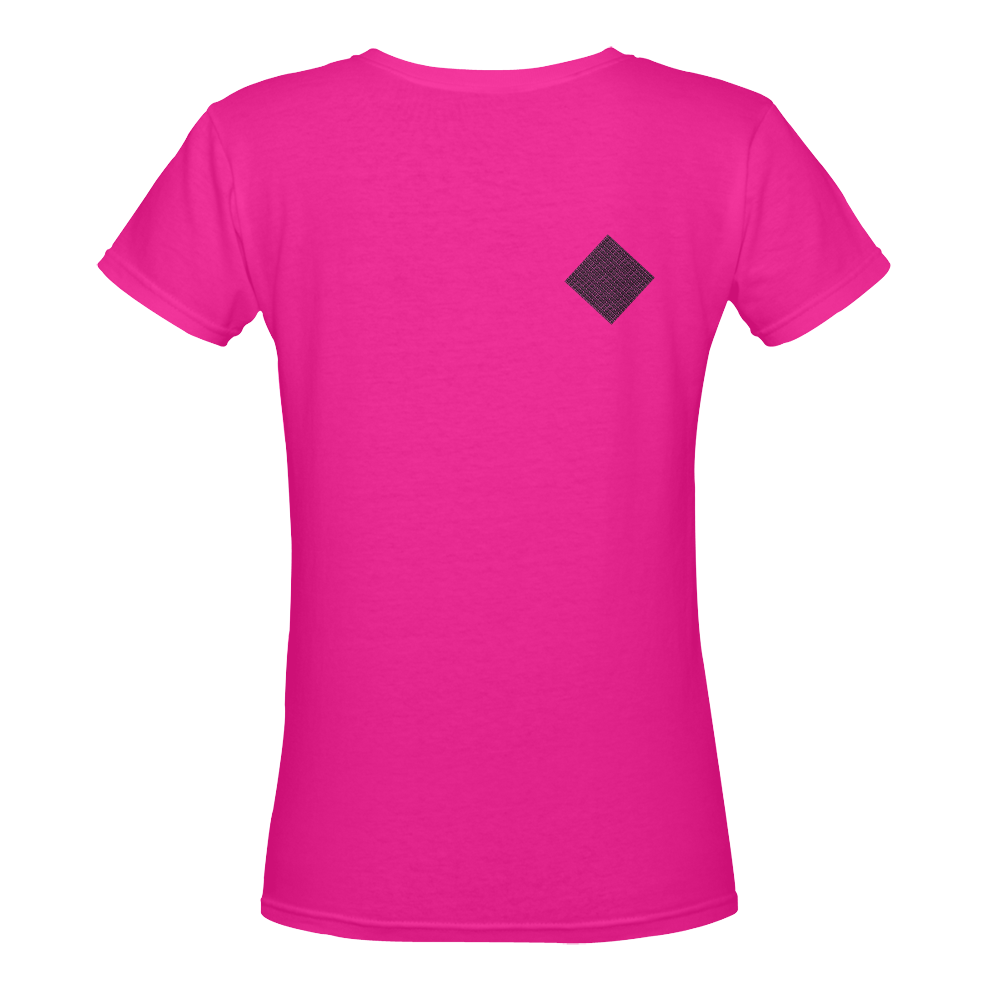 NUMBERS Collection Diamond Symbols Pink/Black Women's Deep V-neck T-shirt (Model T19)