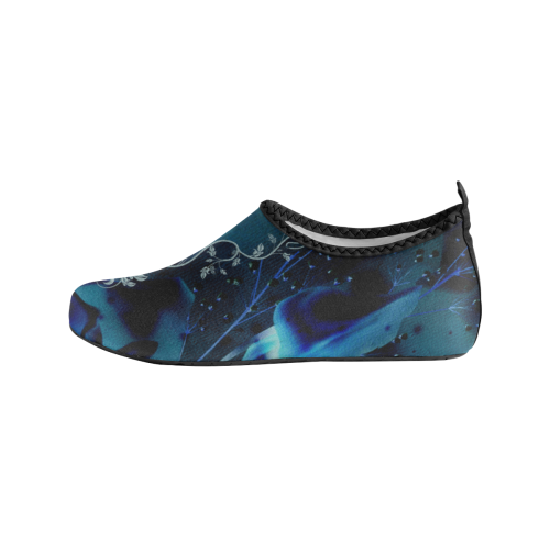 Floral design, blue colors Men's Slip-On Water Shoes (Model 056)