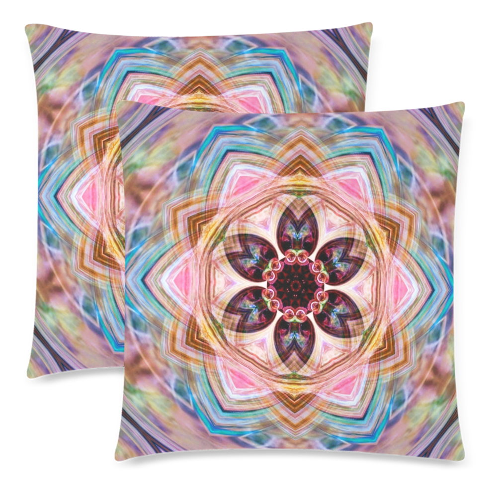 Many colors of the kaleidoscope Custom Zippered Pillow Cases 18"x 18" (Twin Sides) (Set of 2)