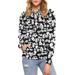 Panda Pattern All Over Print Hoodie for Women (USA Size) (Model H13)