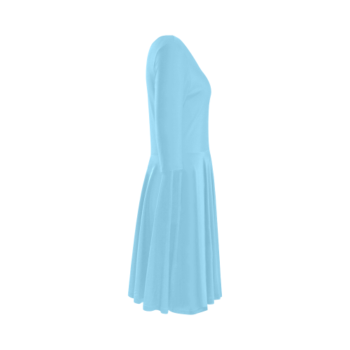 color baby blue Elbow Sleeve Ice Skater Dress (D20)