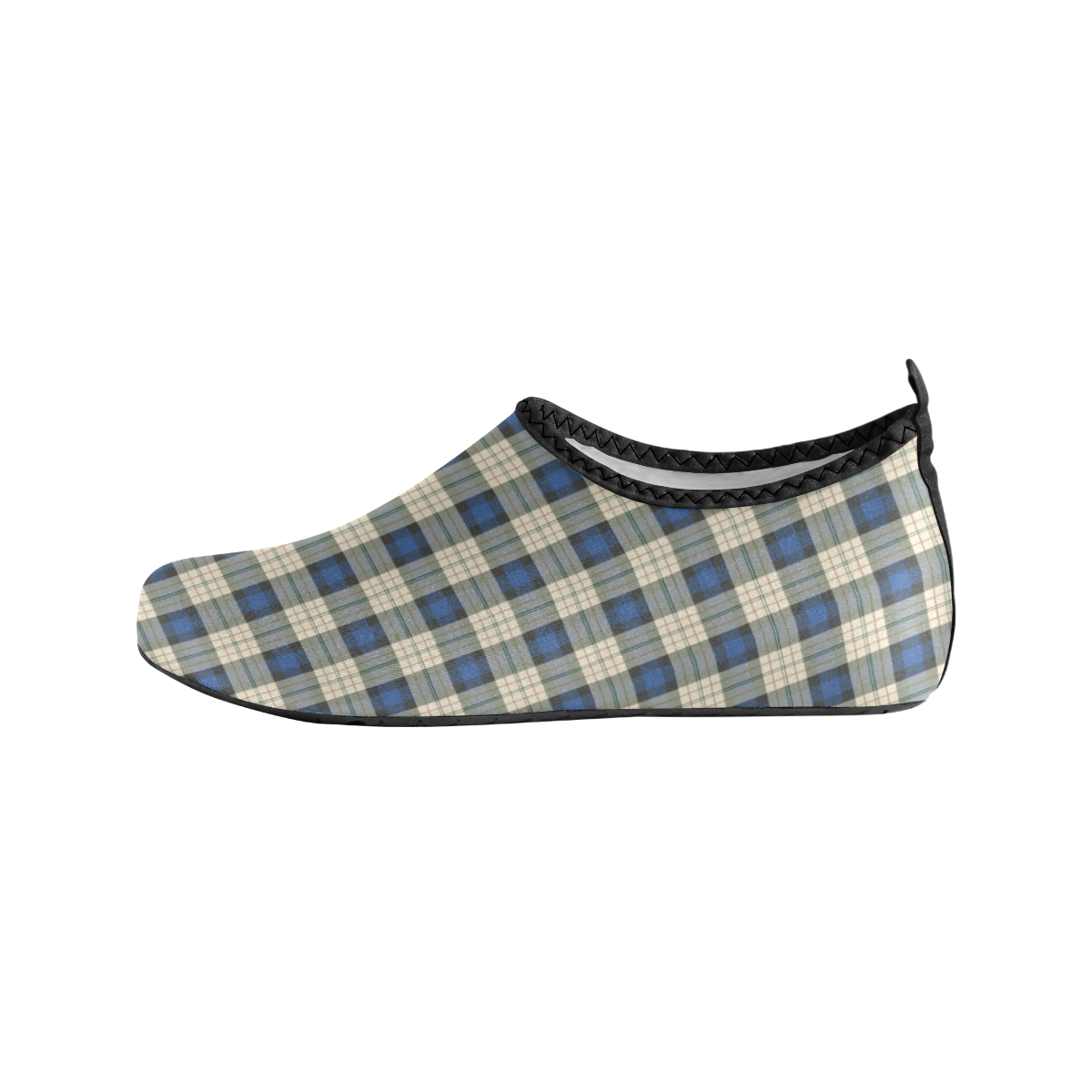 Classic Tartan Squares Fabric - blue beige Women's Slip-On Water Shoes (Model 056)