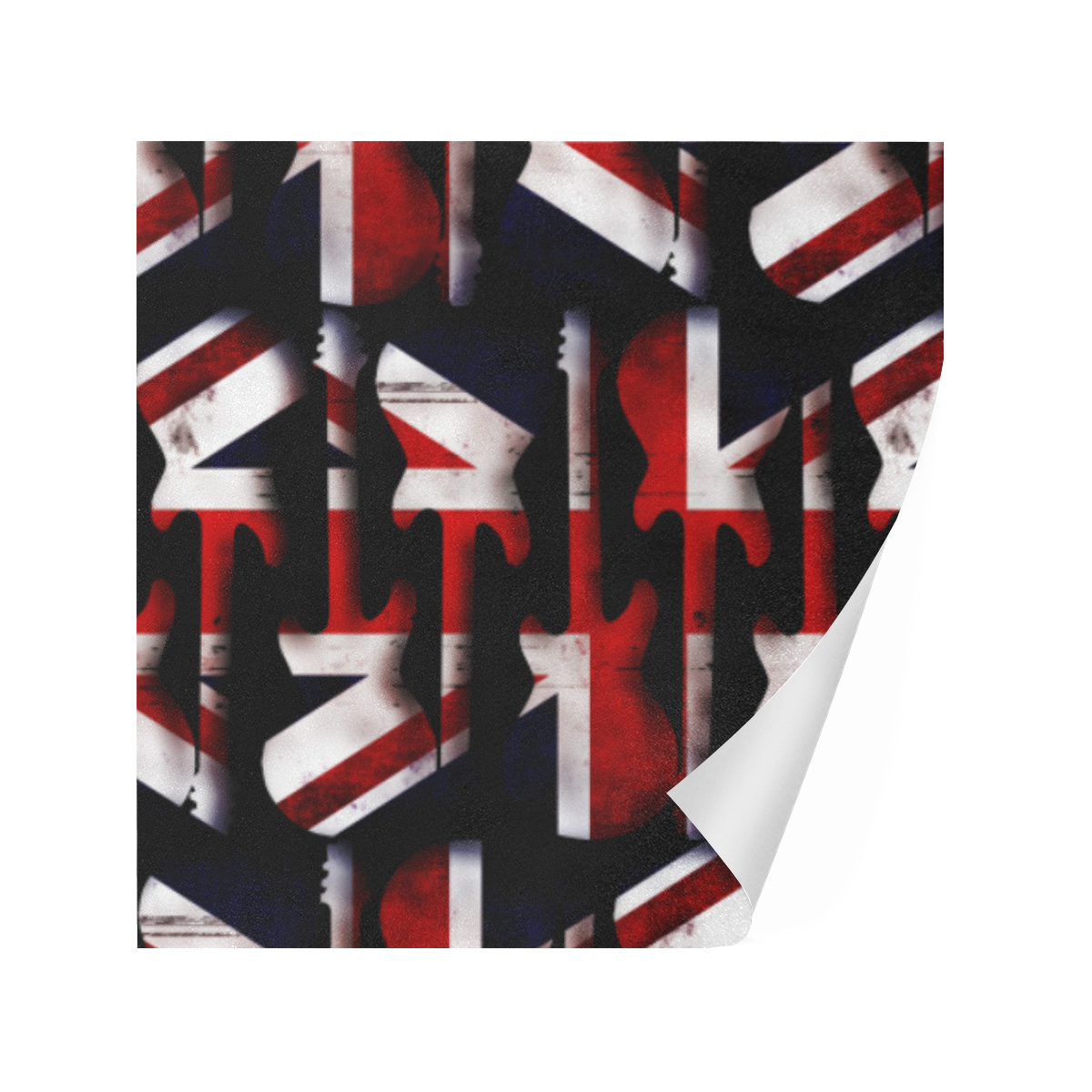 Union Jack British UK Flag Guitars Gift Wrapping Paper 58"x 23" (2 Rolls)