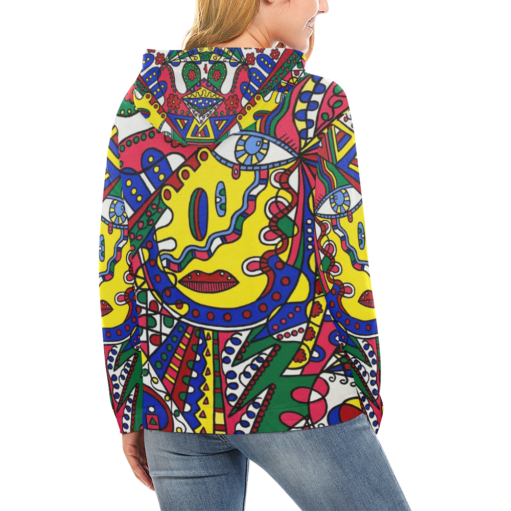 Whimsical All Over Print Hoodie for Women (USA Size) (Model H13)
