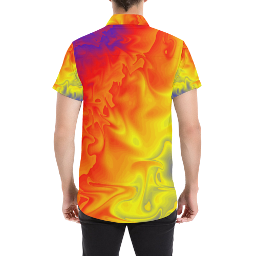 Burning Flames Men's All Over Print Short Sleeve Shirt (Model T53)