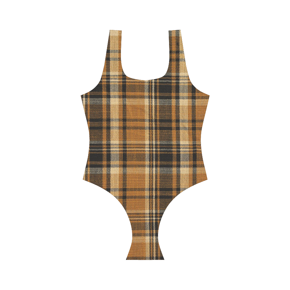 TARTAN DESIGN Vest One Piece Swimsuit (Model S04)