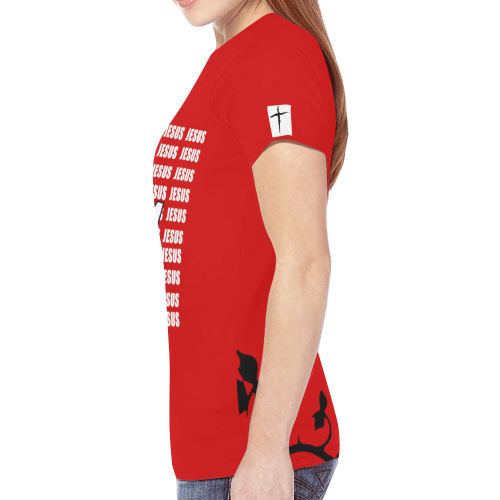 Red/White New All Over Print T-shirt for Women (Model T45)