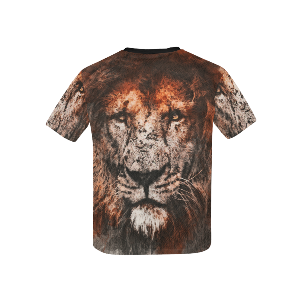 lion jbjart #lion Kids' All Over Print T-Shirt with Solid Color Neck (Model T40)