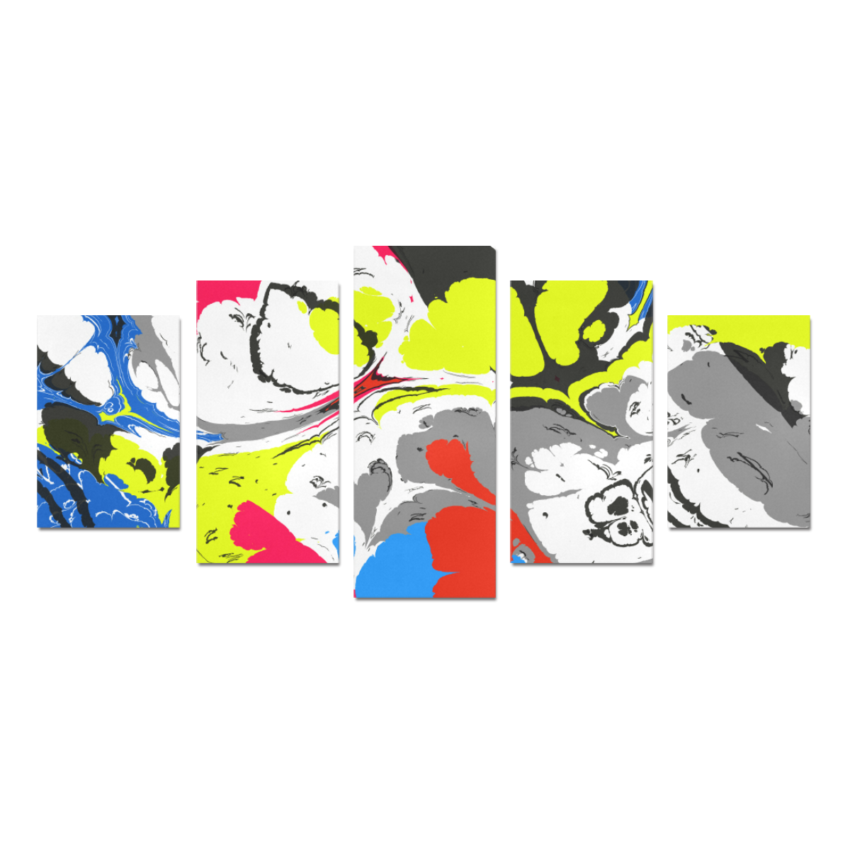 Colorful distorted shapes2 Canvas Print Sets D (No Frame)