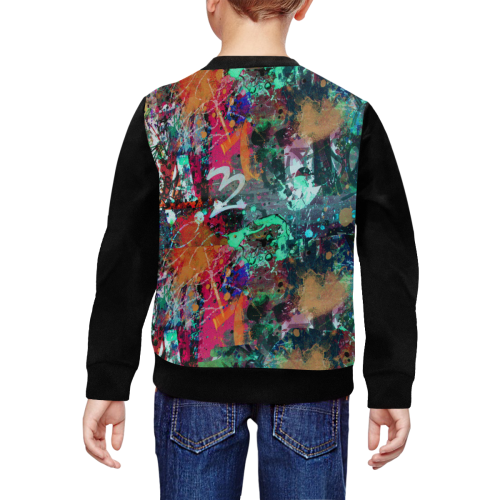 Graffiti Wall and Paint Splatter (Vest Style) All Over Print Crewneck Sweatshirt for Kids (Model H29)