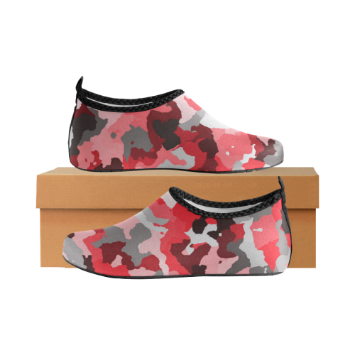 camouflage red,black Kids' Slip-On Water Shoes (Model 056)