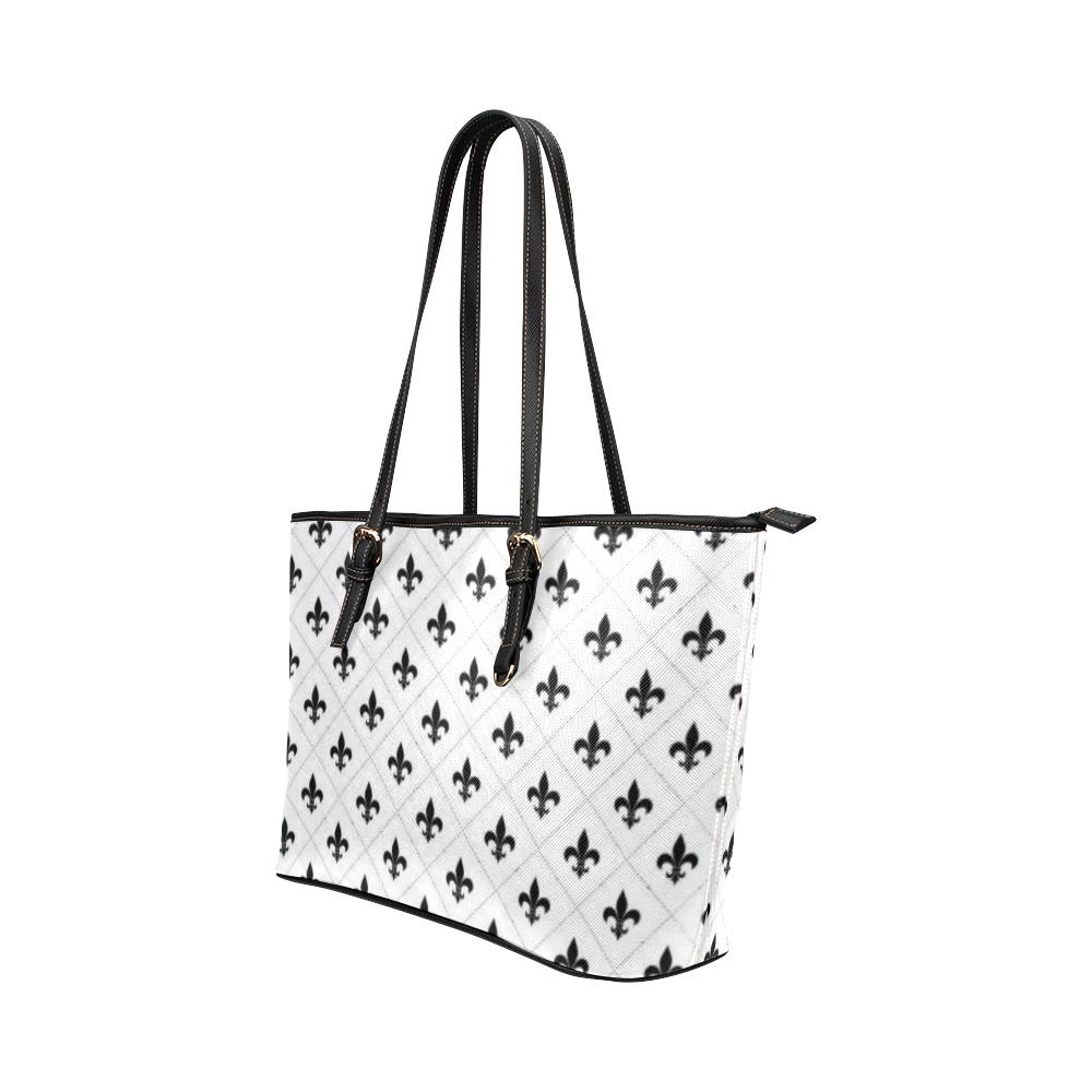 white saints Leather Tote Bag/Small (Model 1651)