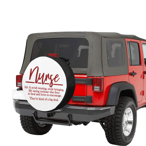 Humor Nurse Definition red 30 Inch Spare Tire Cover