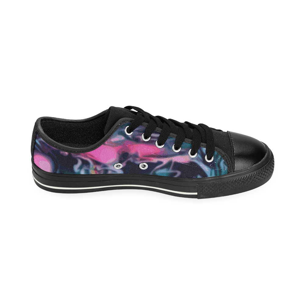 Delightful - pink turquoise swirls diy personalize Low Top Canvas Shoes for Kid (Model 018)