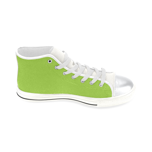 color yellow green High Top Canvas Shoes for Kid (Model 017)