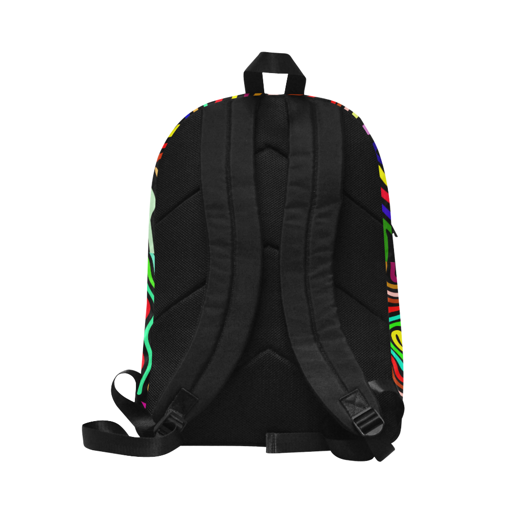 Multicolored Wavy Line Pattern Unisex Classic Backpack (Model 1673)