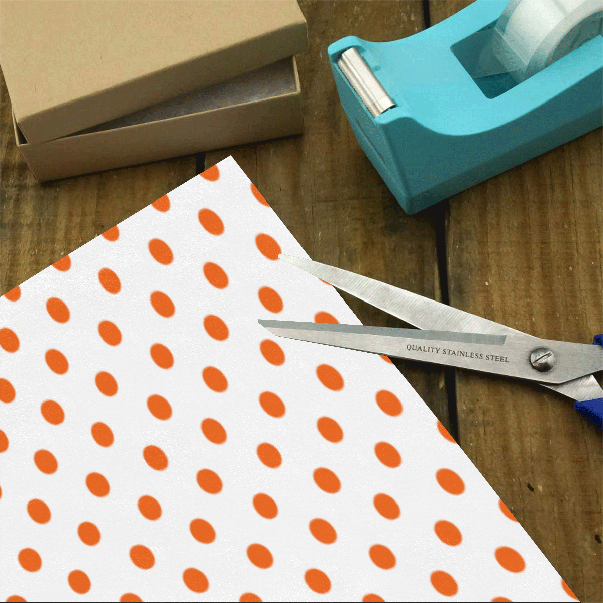 Tangerine Orange Polka Dots on White Gift Wrapping Paper 58"x 23" (3 Rolls)