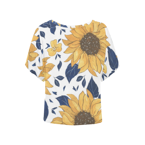 Sunflowers Women's Batwing-Sleeved Blouse T shirt (Model T44)