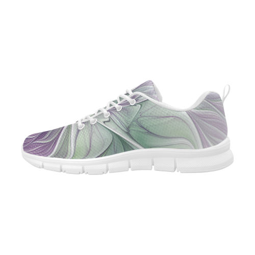 Flower Dream Abstract Purple Sea Green Floral Fractal Art Women's Breathable Running Shoes/Large (Model 055)