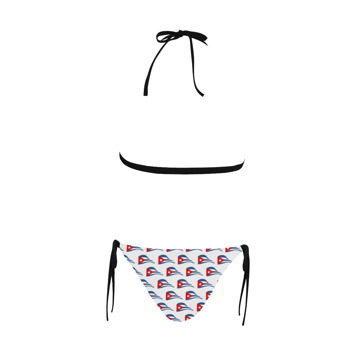 Cuban Flapping Flags Buckle Front Halter Bikini Swimsuit (Model S08)