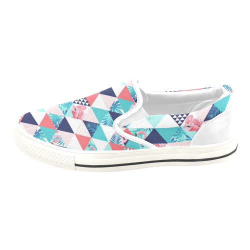 Flamingo Triangle Pattern Slip-on Canvas Shoes for Kid (Model 019)