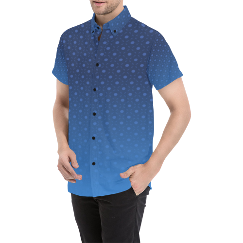 Blue Polkadot Men's All Over Print Short Sleeve Shirt (Model T53)