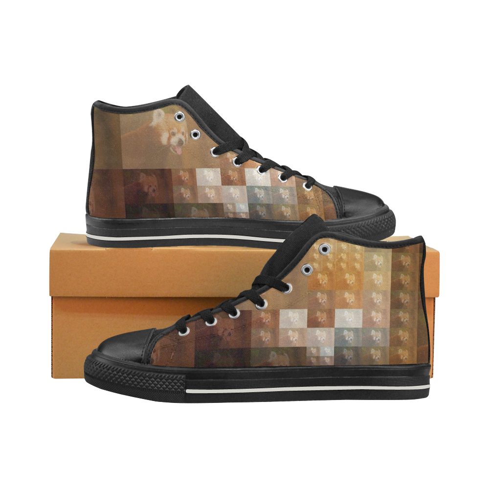 Red Panda -Pixel Fun by JamColors Men’s Classic High Top Canvas Shoes (Model 017)