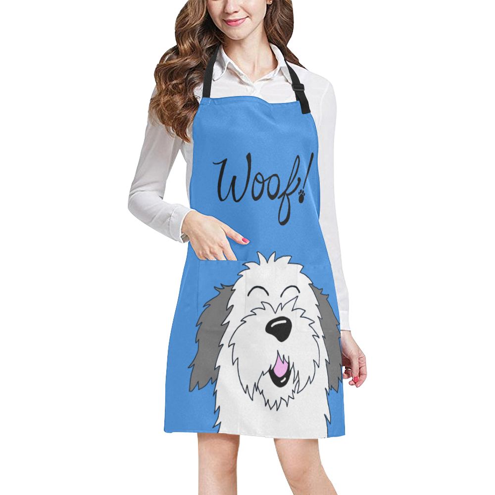 Woof!! Sheepie - blue All Over Print Apron