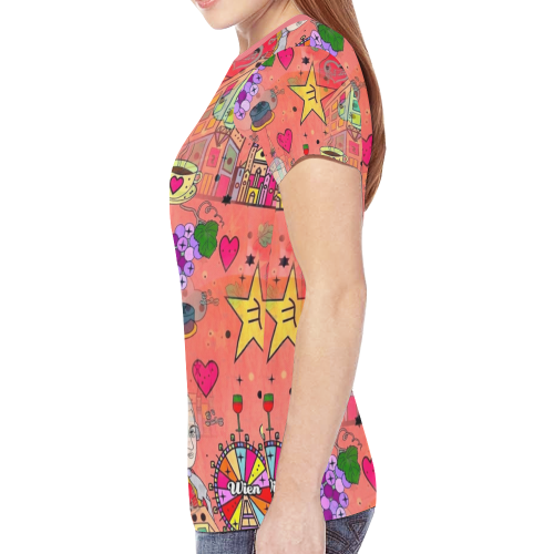 Wiener Pop by Nico Bielow New All Over Print T-shirt for Women (Model T45)