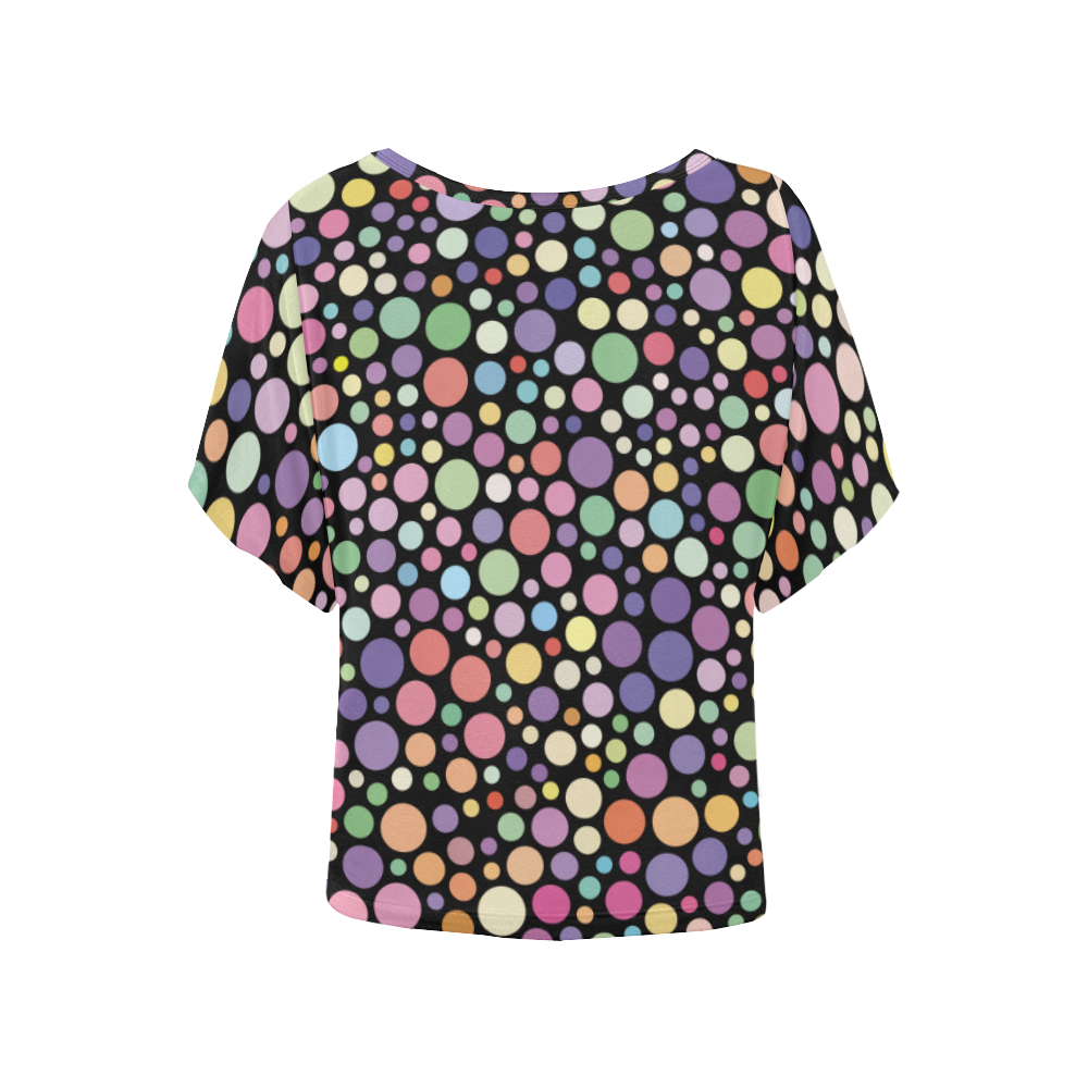 Colorful dot pattern Women's Batwing-Sleeved Blouse T shirt (Model T44)