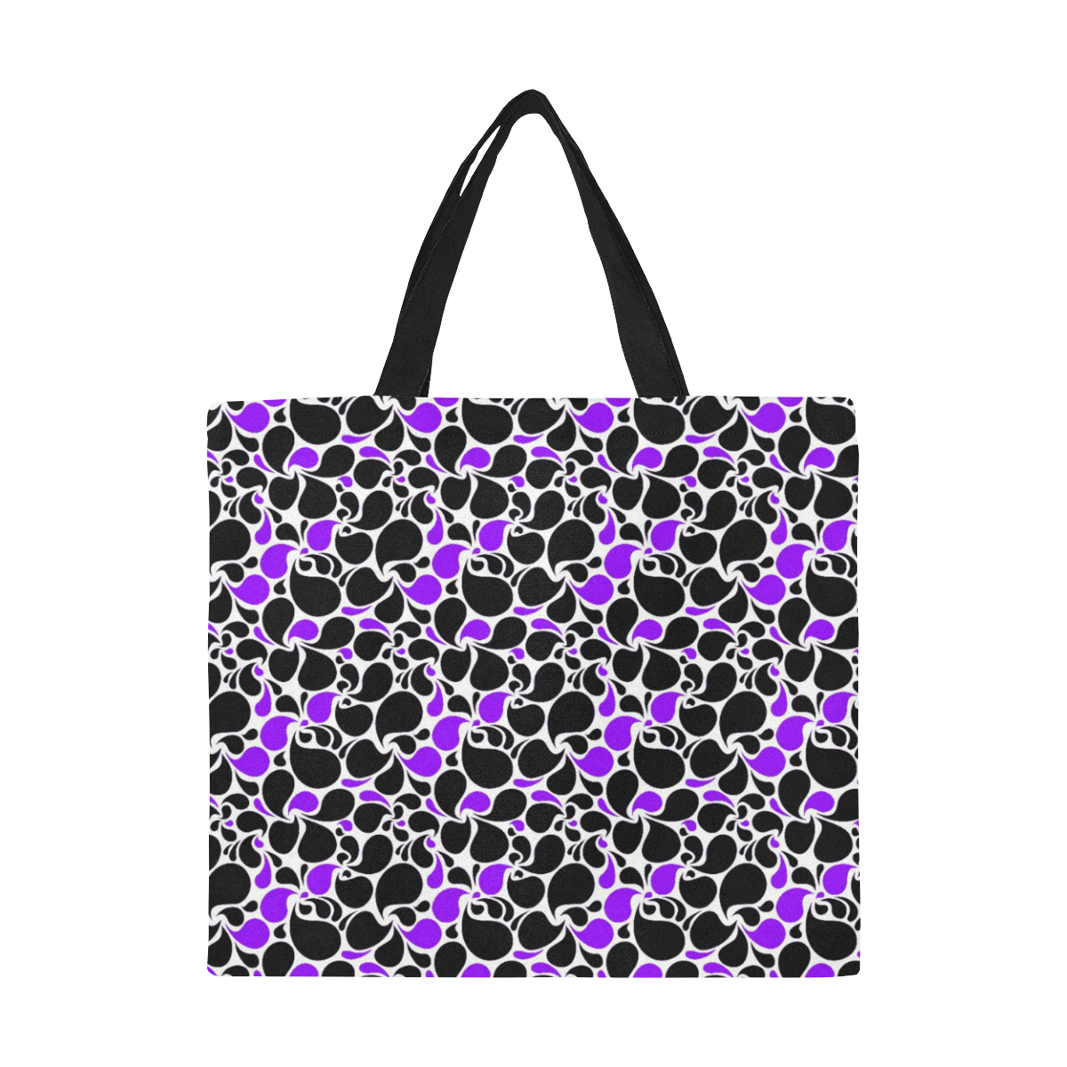 purple black paisley All Over Print Canvas Tote Bag/Large (Model 1699)
