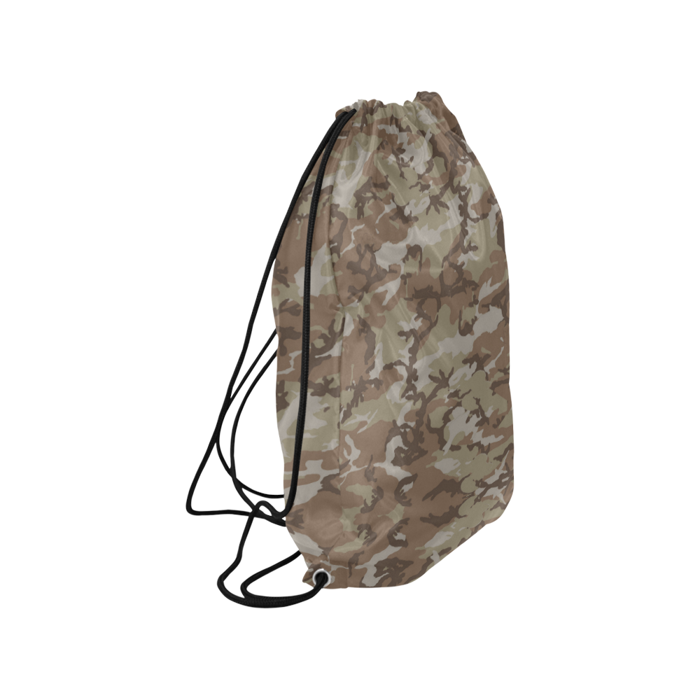 Woodland Desert Brown Camouflage Small Drawstring Bag Model 1604 (Twin Sides) 11"(W) * 17.7"(H)