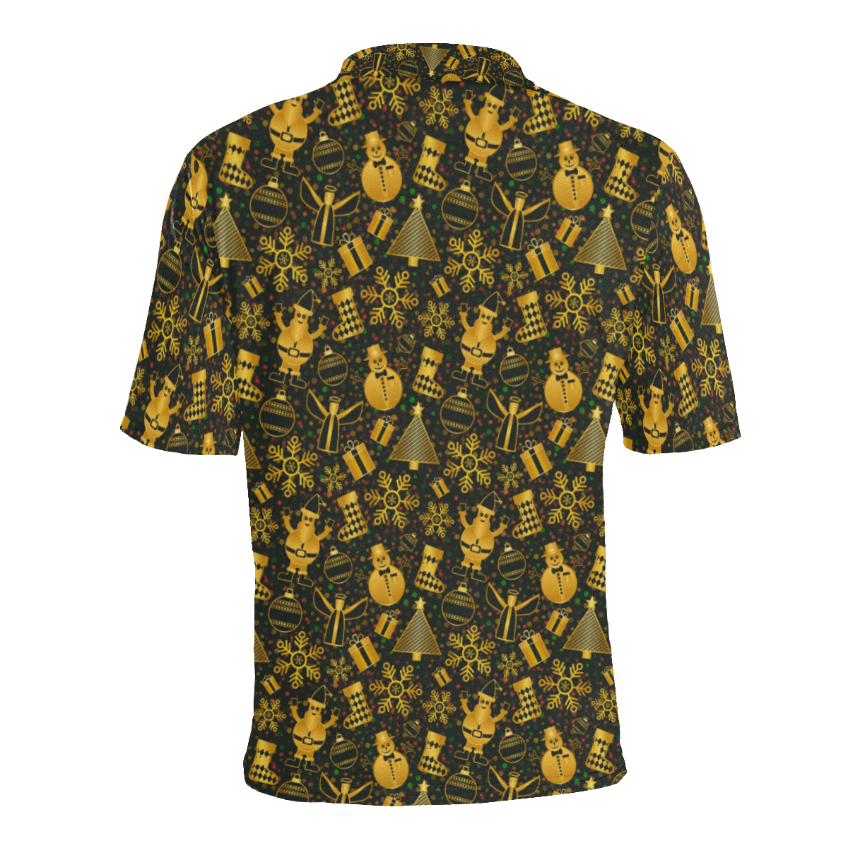 Golden Christmas Icons Men's All Over Print Polo Shirt (Model T55)