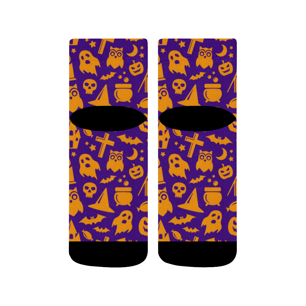 Fun Scary Halloween Pattern Quarter Socks