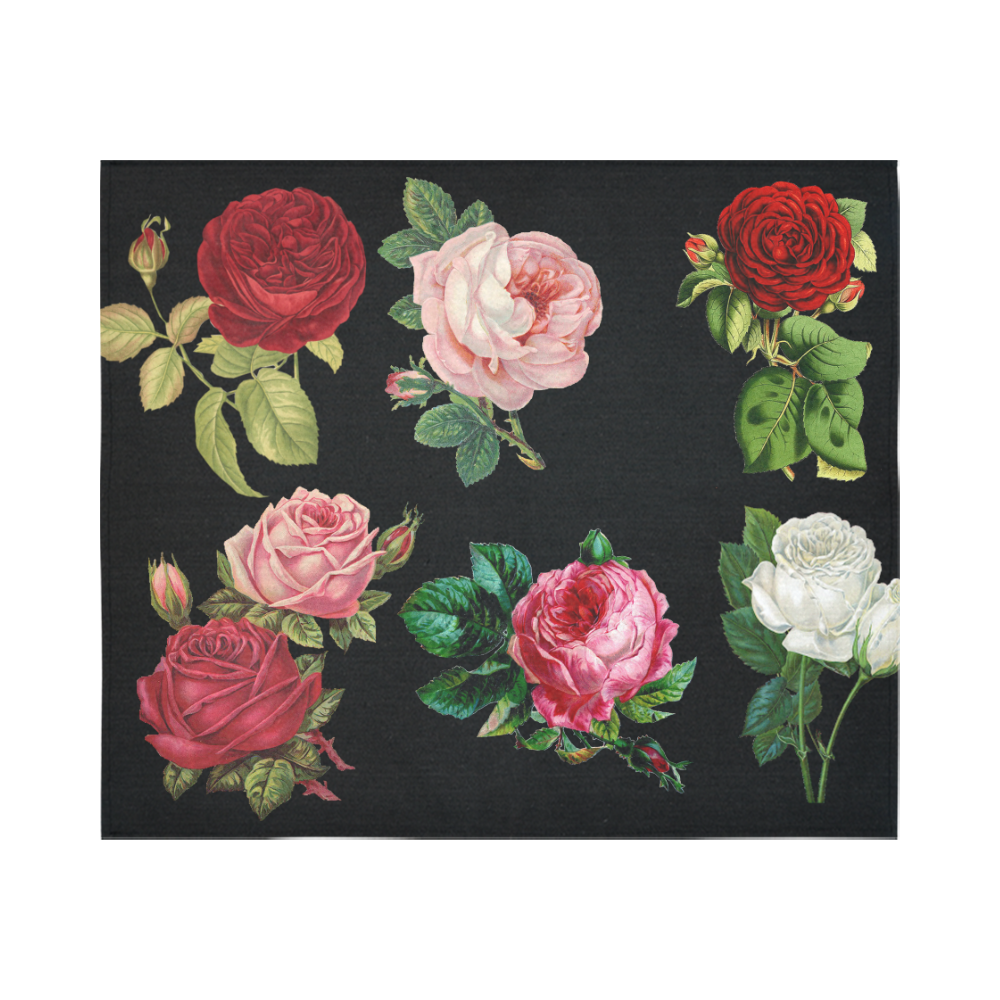 FLOWERS Cotton Linen Wall Tapestry 60"x 51"