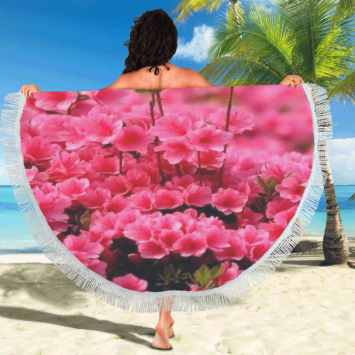 Pink Flowers Circular Beach Shawl 59"x 59"