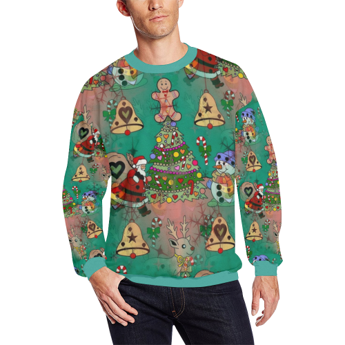Christmas  Popart by Nico Bielow Men's Oversized Fleece Crew Sweatshirt/Large Size(Model H18)