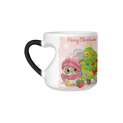 Merry Christmas Holiday Owl Heart-shaped Morphing Mug
