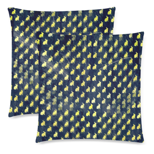 Bunny Pattern by K.Merske Custom Zippered Pillow Cases 18"x 18" (Twin Sides) (Set of 2)