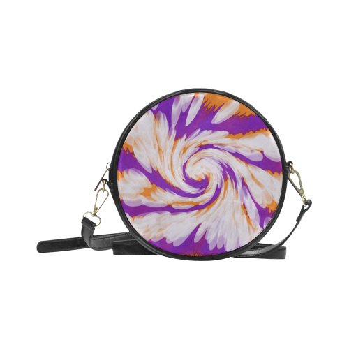 Purple Orange Tie Dye Swirl Abstract Round Sling Bag (Model 1647)