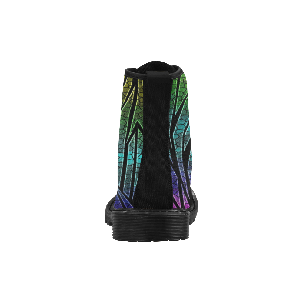 Neon Rainbow Cracked Mosaic Martin Boots for Women (Black) (Model 1203H)