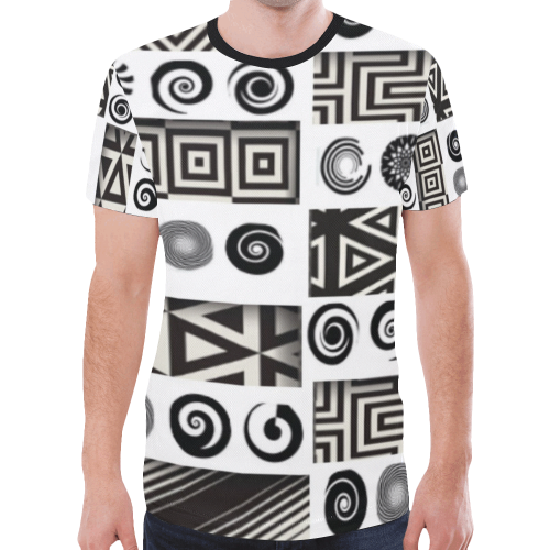 Different Abstract geometric black and white print all over print for men New All Over Print T-shirt for Men (Model T45)