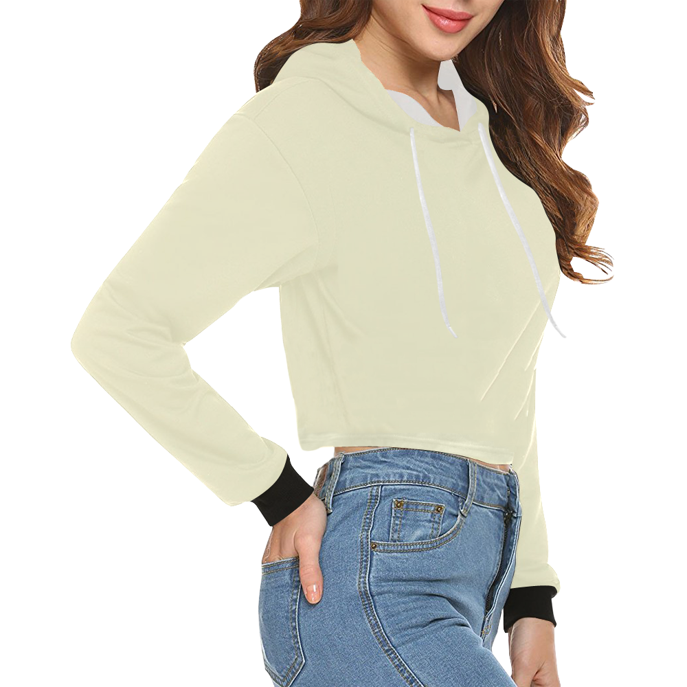 color light yellow All Over Print Crop Hoodie for Women (Model H22)