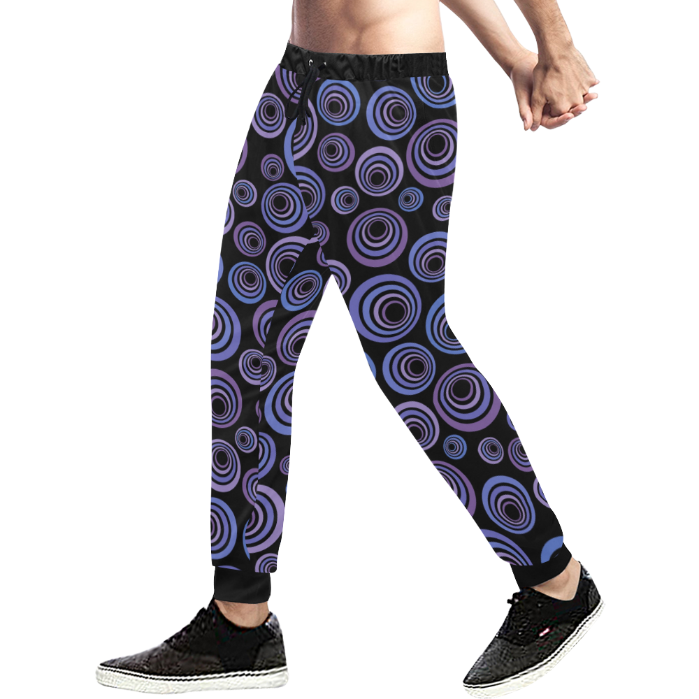 Retro Psychedelic Ultraviolet Blue Pattern Men's All Over Print Sweatpants (Model L11)
