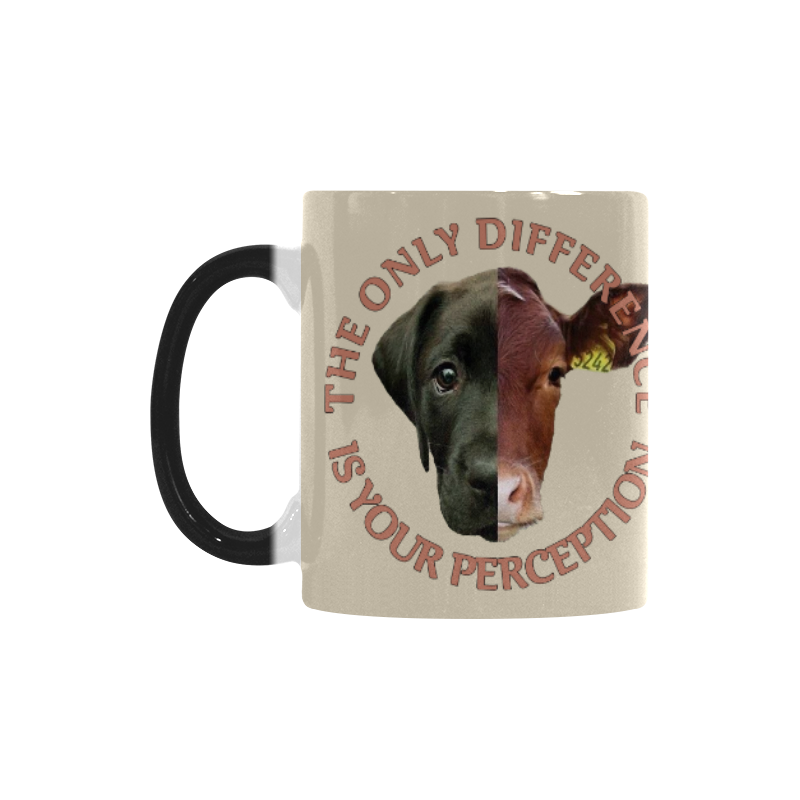 Vegan Cow and Dog Design with Slogan Custom Morphing Mug