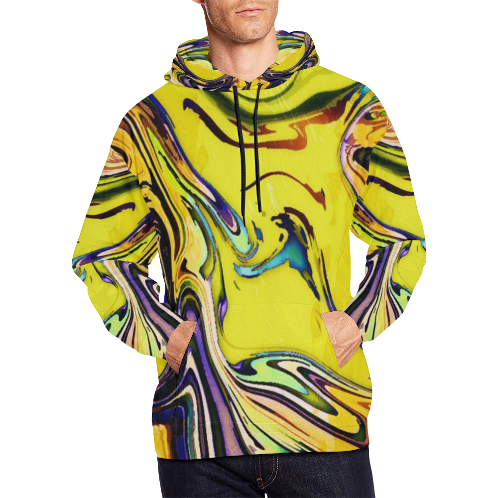 Yellow marble All Over Print Hoodie for Men/Large Size (USA Size) (Model H13)
